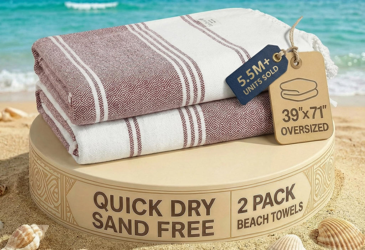 LANE LINEN Turkish Towels 6 Pcs, Beach Towels Oversized, Soft - Beach Party