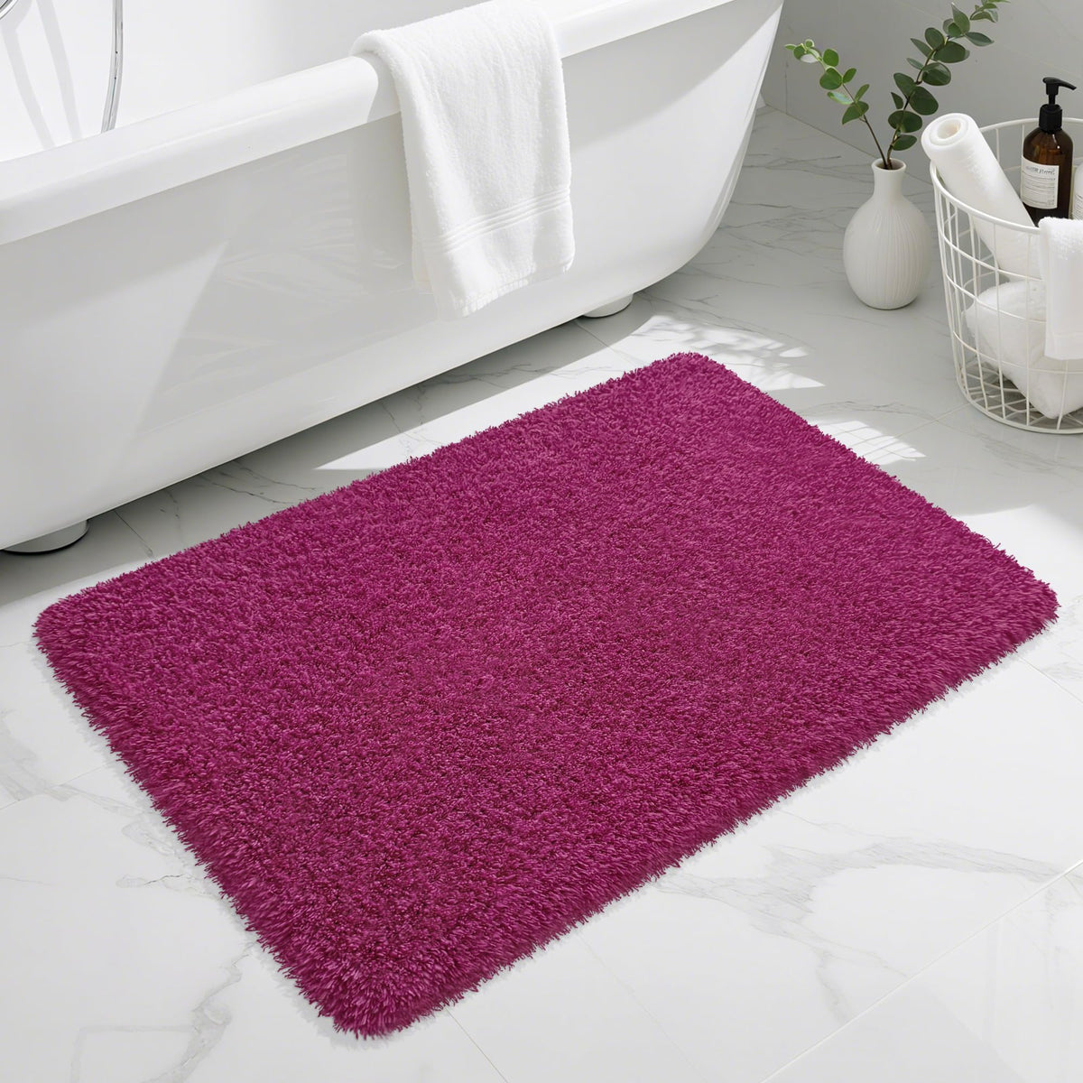 White Bathroom Rugs Non Slip 24"x16",Absorbent Bath Mat Quick Dry
