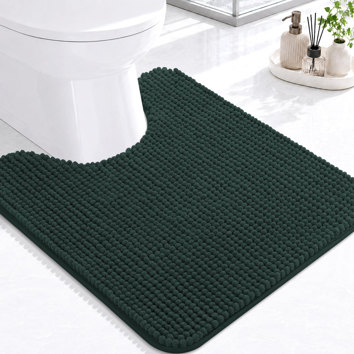Arotive Chenille Bathroom Rugs 30x20, Soft Absorbent Bath Mat, Grey