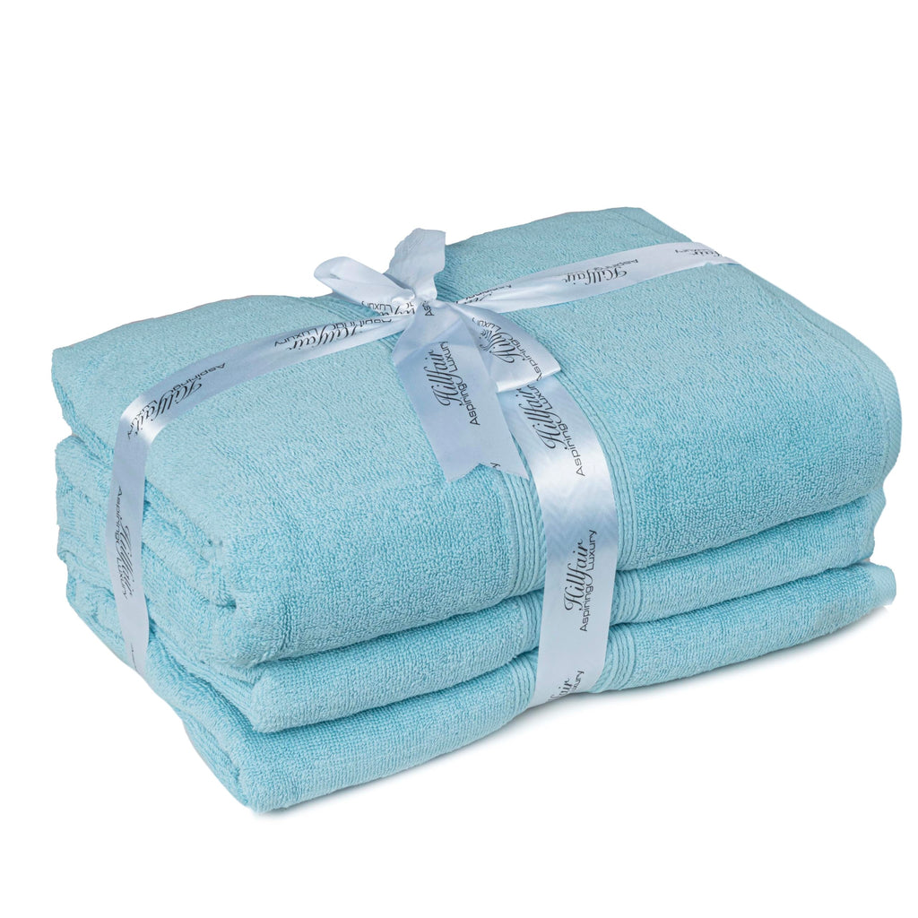 HILLFAIR 900 GSM 100% Cotton Floor Towels - 2 Piece Towels Set - Ocean Blue