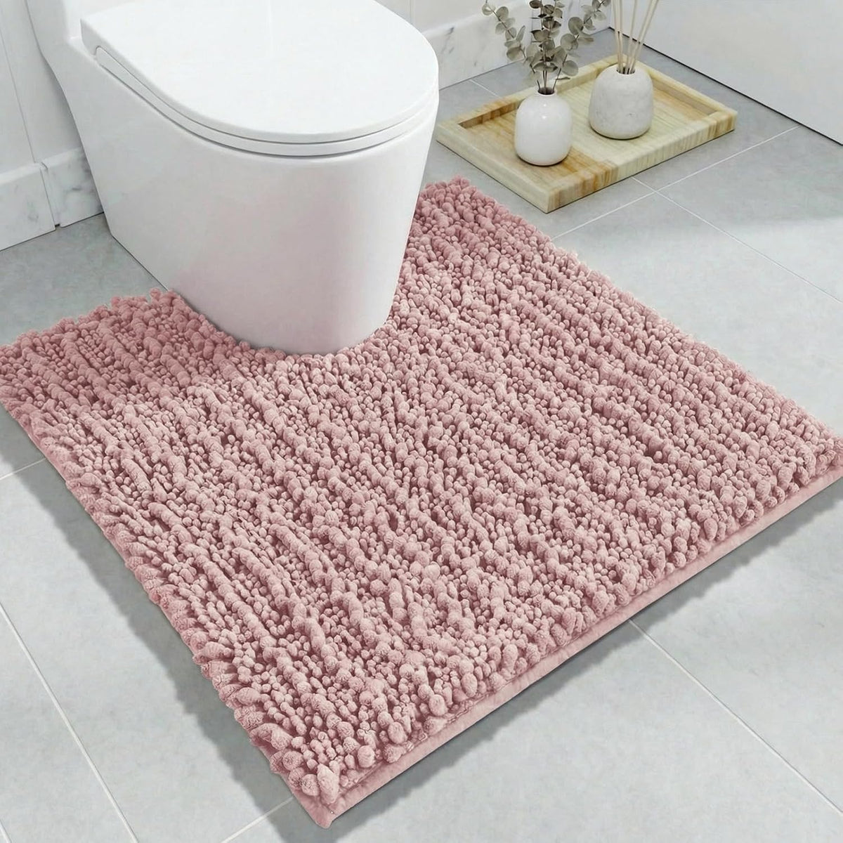Disolla Navy Blue Bathroom Rug 20x32 Inch - Luxury Chenille Bath Mat, Thick Shaggy Plush Absorbent Rug, Non-Slip Machine Washable Mats for Bathroom Floor & Decor