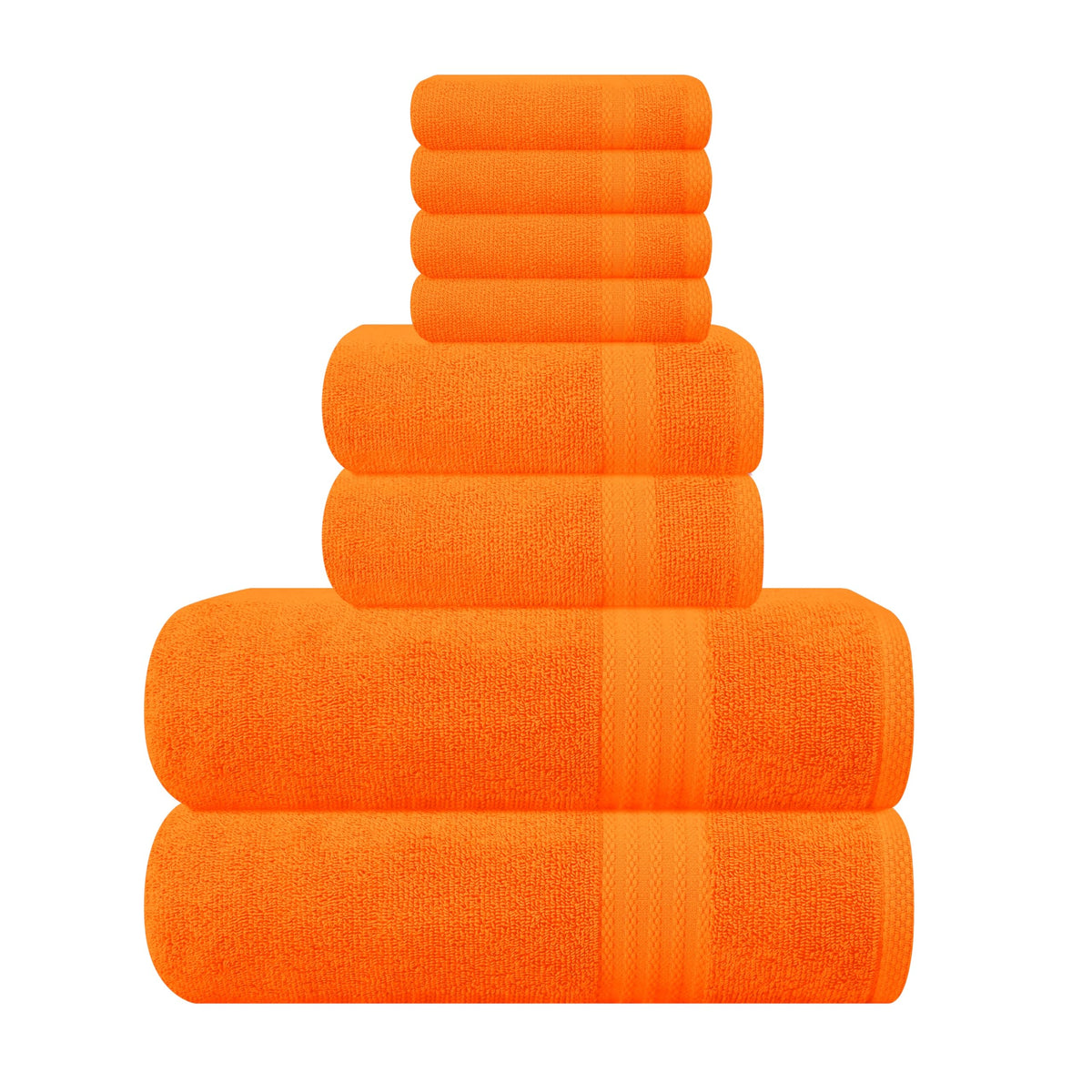 GLAMBURG Ultra Soft 8-Piece Towel Set - 100% Pure Ringspun Cotton, Contains 2 Oversized Bath Towels 27x54, 2 Hand Towels 16x28, 4 Wash Cloths 13x13 - Ideal for Everyday use, Hotel & Spa - Black