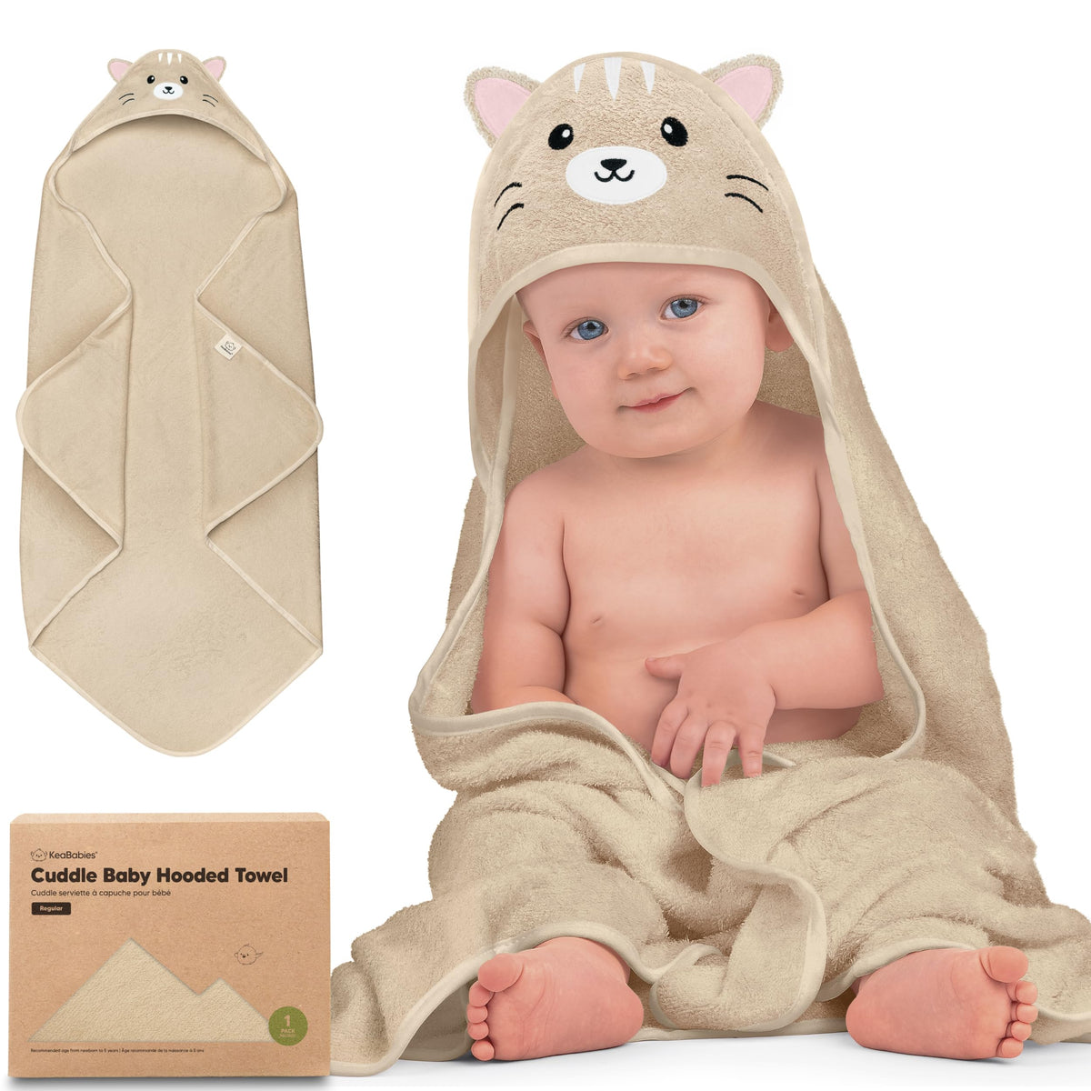 KeaBabies Hooded Baby Towel for Newborn, Baby Bath Towels (Duck, 35x35)