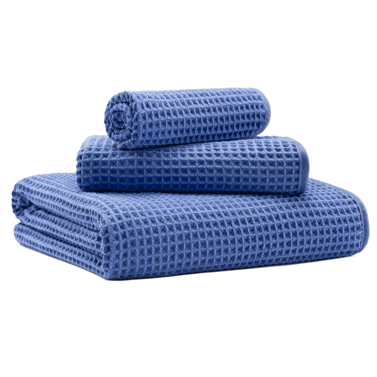MICROFI Microfiber Waffle Bath Towels, 3 Pieces, Oversized, Soft, Absorbent, Fast Drying, Lint Free, Includes Bath, Face and Hand Towels 430 GSM
