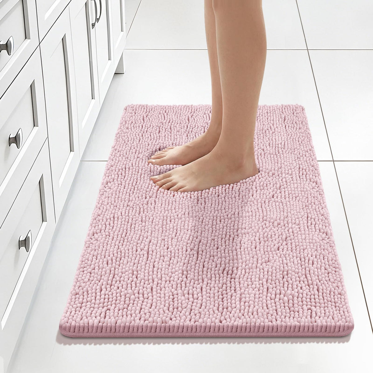 Bcoimo Small Bath Rug Mat,Sage Chenille High Absorbent Bathroom Floor Mats