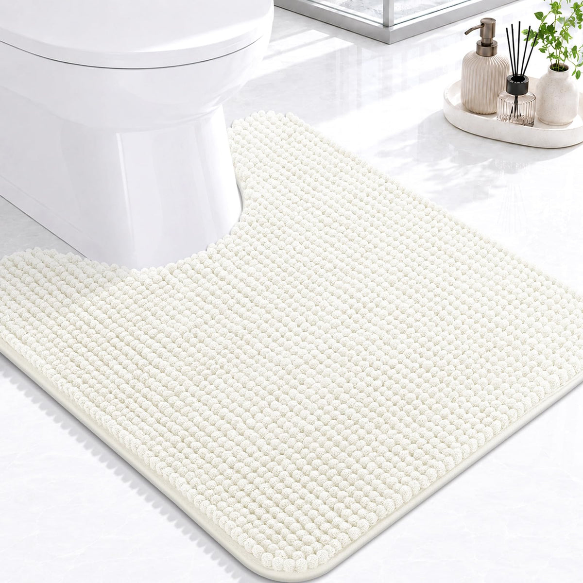 Arotive Chenille Bathroom Rugs 30x20, Soft Absorbent Bath Mat, Grey