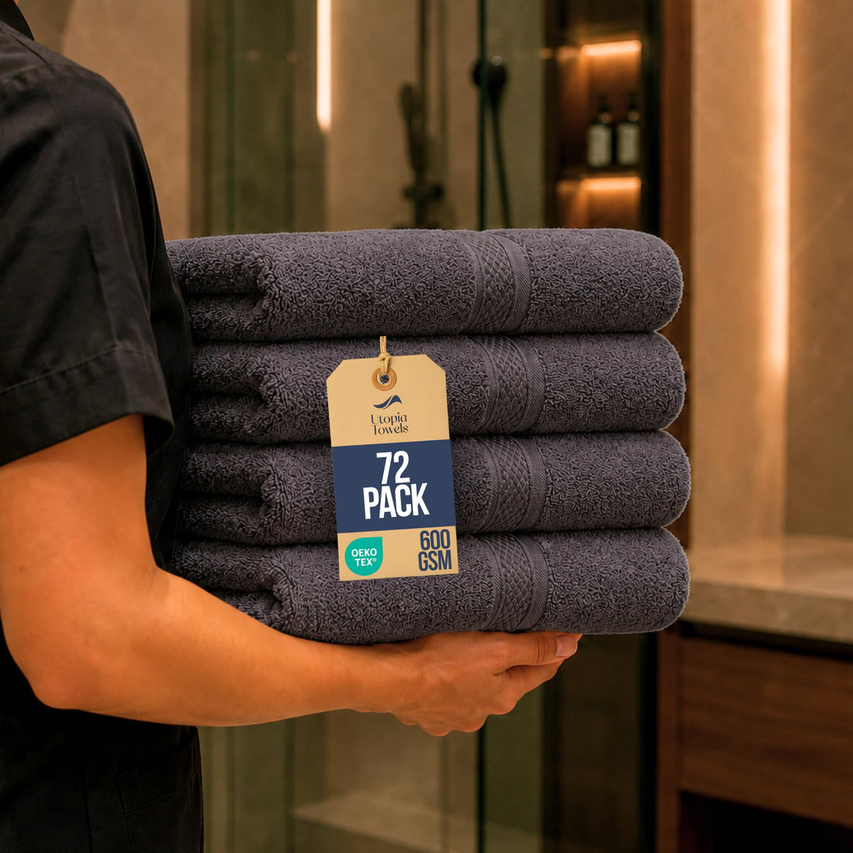 Utopia Towels 6 Pack Premium Hand Towels, 16x28 in, 600 GSM Cotton, Grey