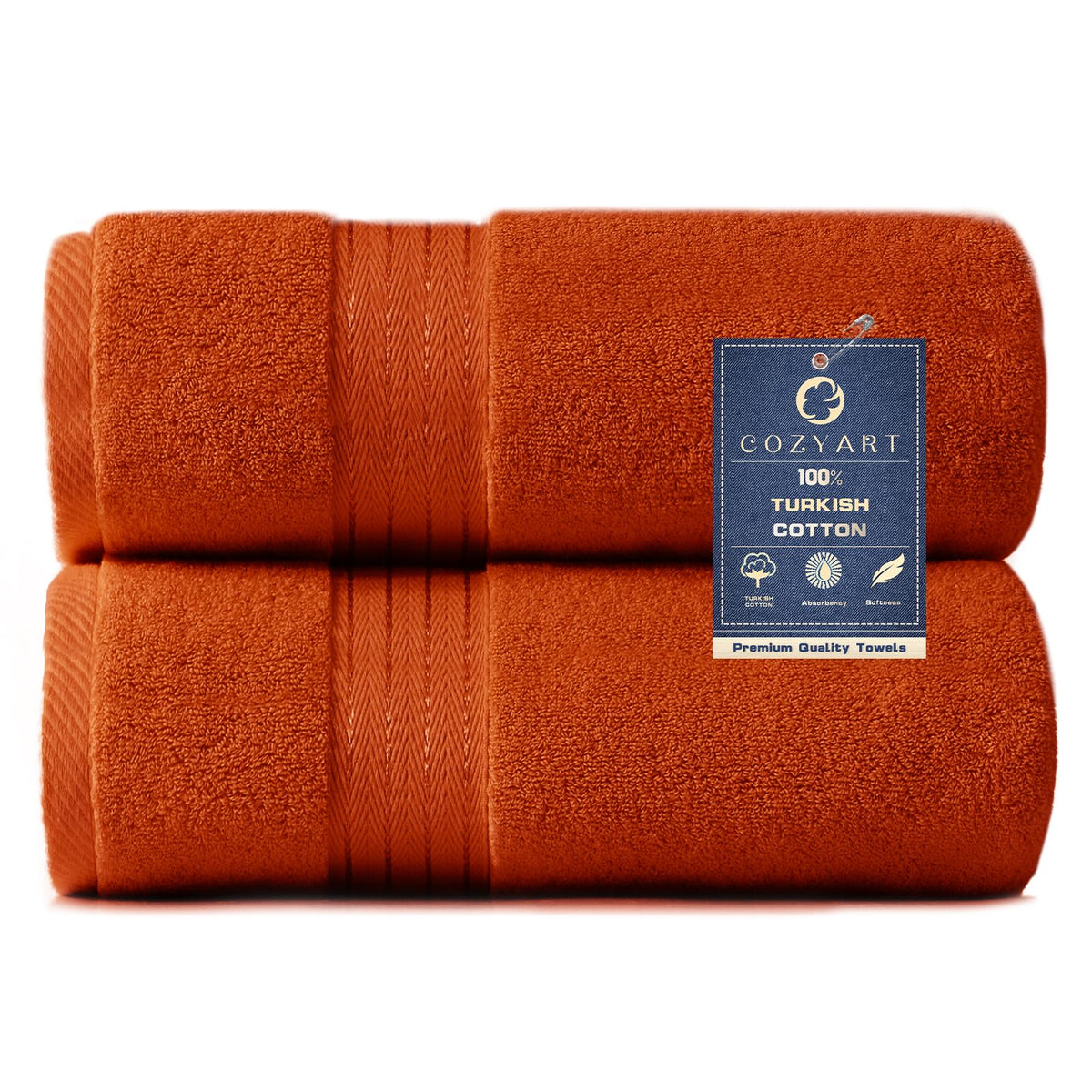 COZYART Luxury Bath Towel Set 6 Pcs, Dark Green 100% Turkish Cotton 650 GSM