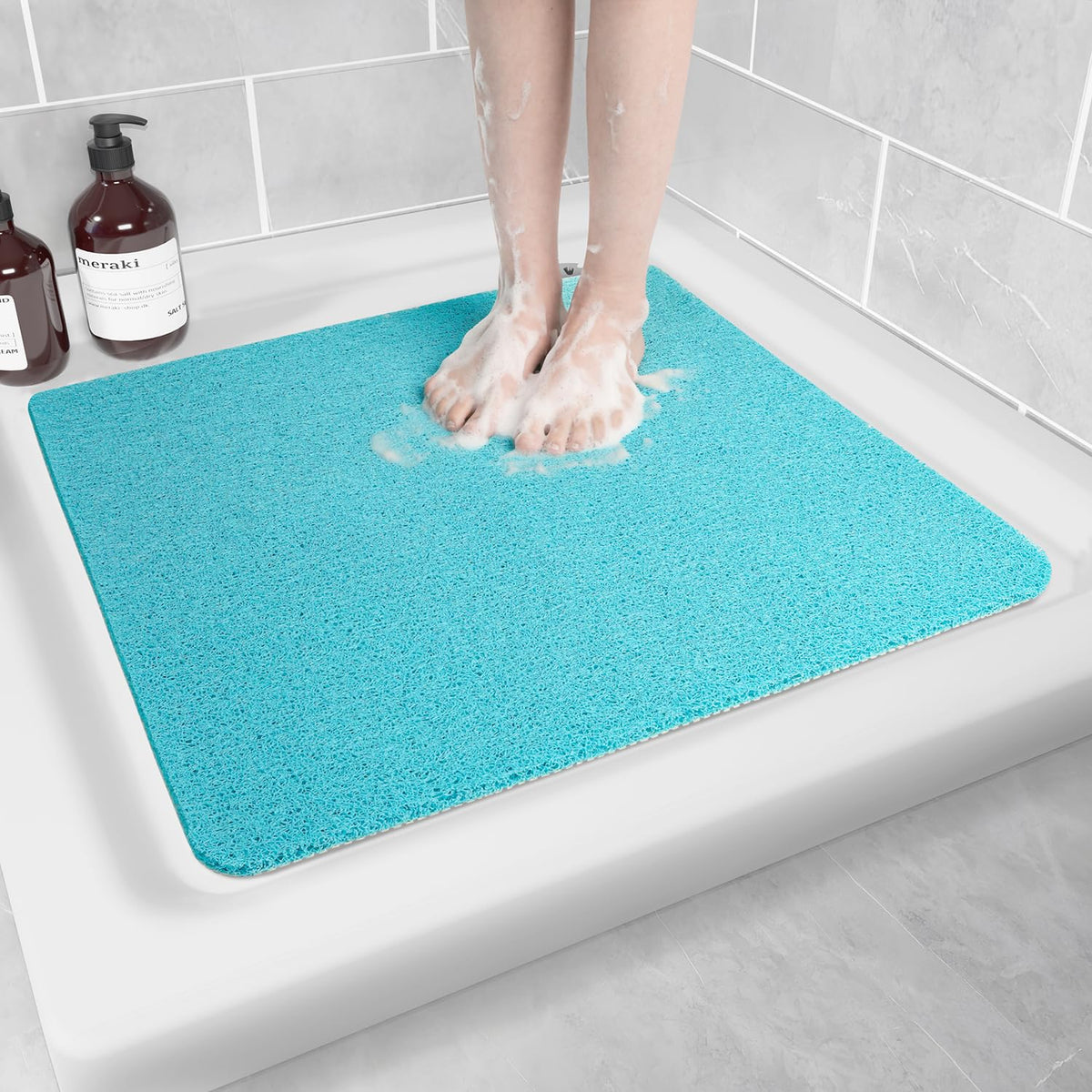 Hargiis Non Slip Bathtub Mat, Anti Slip Shower Mat, Fast Drying Bath Tub Mats, Foot Scrubber Mat, Anti Slip Mat for Tub, Floor, Bathroom, Home, Kitchen, Hotel (Grey 24"x16")