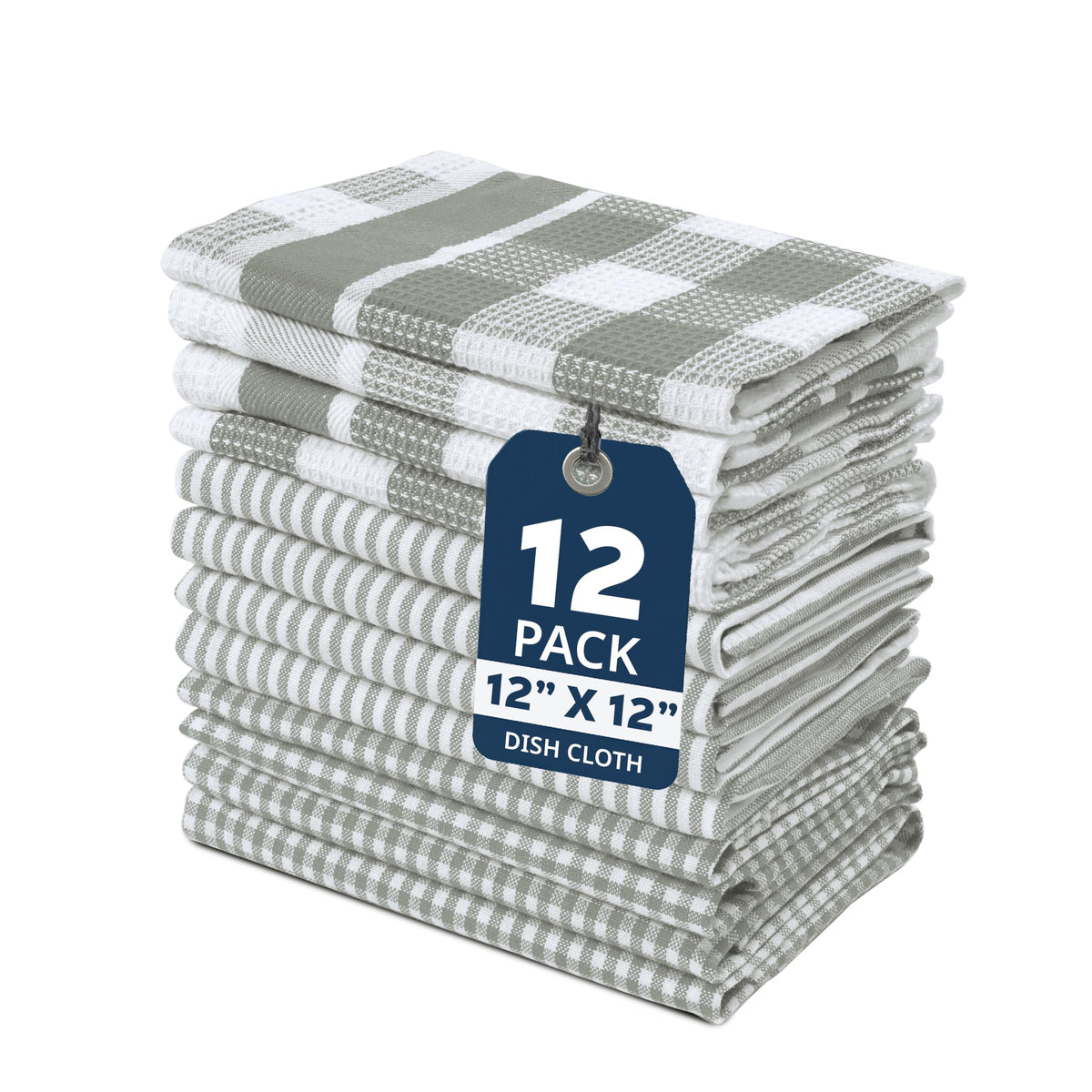 LANE LINEN Dish Towels for Kitchen 100% Cotton Tightly Woven 6 Pack - Olive