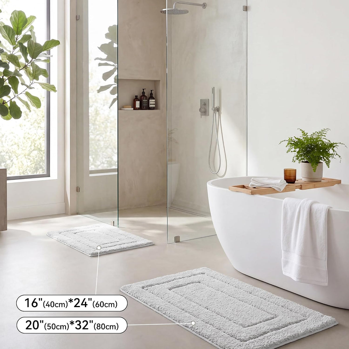 GRANNY SAYS Gray Bathroom Rug 20" x 30", Non-Slip Microfiber Bath Mat