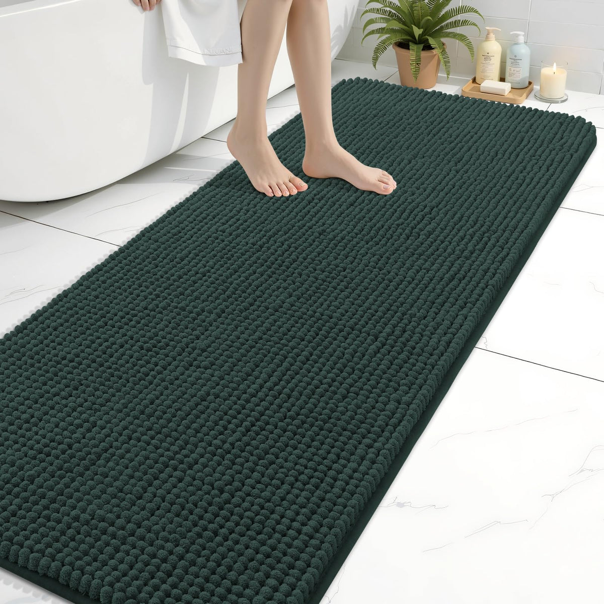Arotive Chenille Bathroom Rugs 30x20, Soft Absorbent Bath Mat, Grey