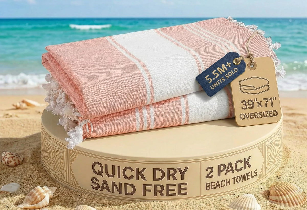 LANE LINEN Turkish Towels 6 Pcs, Beach Towels Oversized, Soft - Beach Party