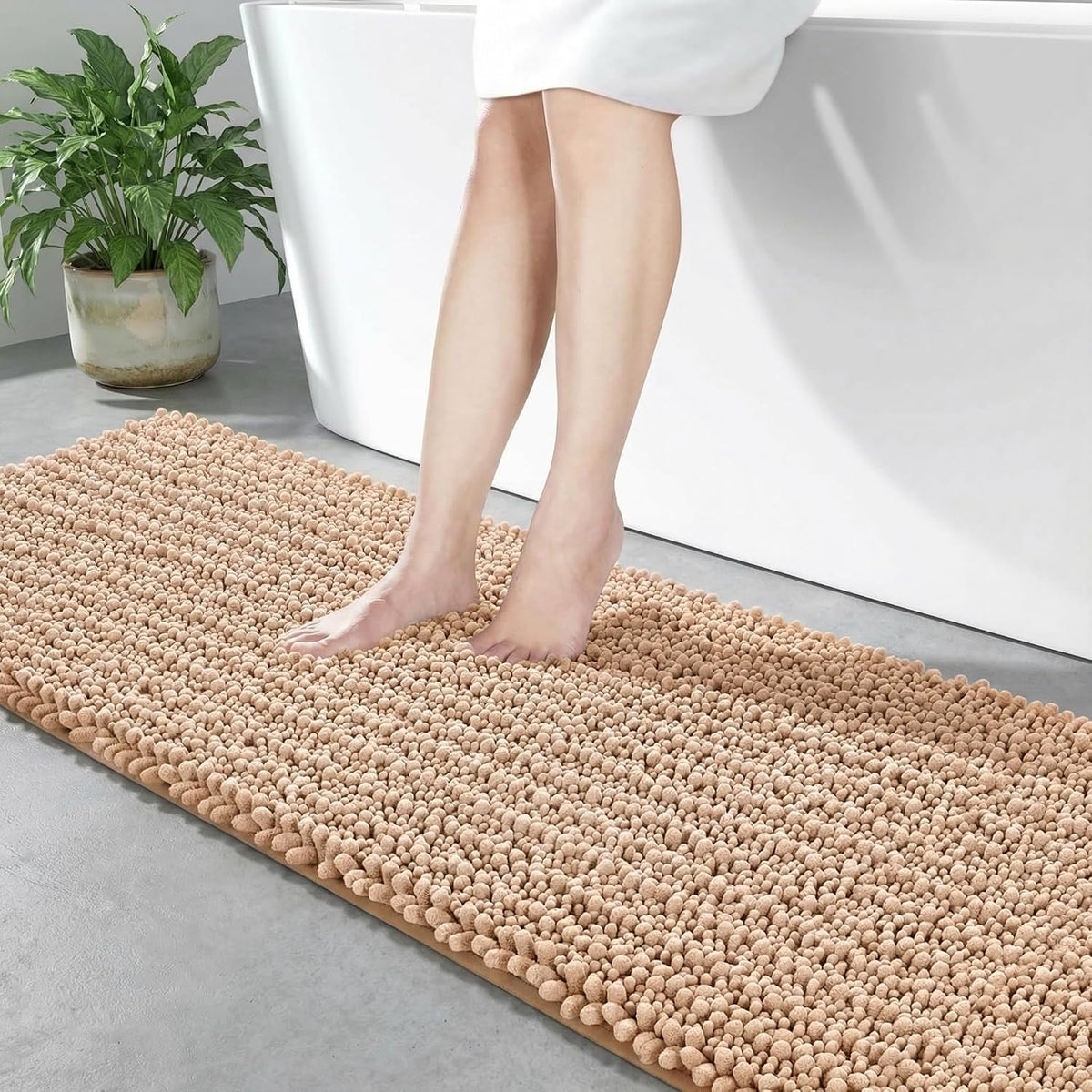 Disolla Navy Blue Bathroom Rug 20x32 Inch - Luxury Chenille Bath Mat, Thick Shaggy Plush Absorbent Rug, Non-Slip Machine Washable Mats for Bathroom Floor & Decor