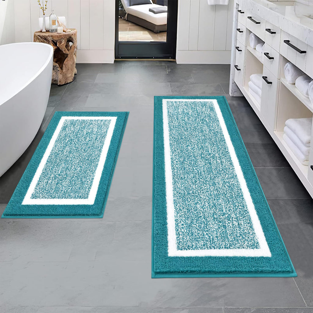 Pauwer Bathroom Rug Sets 3 Piece, Non Slip Washable Bath Mat, Black