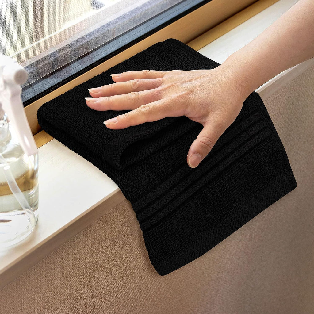 Utopia Towels 12 Pack Premium Wash Cloths, 12x12 in, 100% Cotton, Black