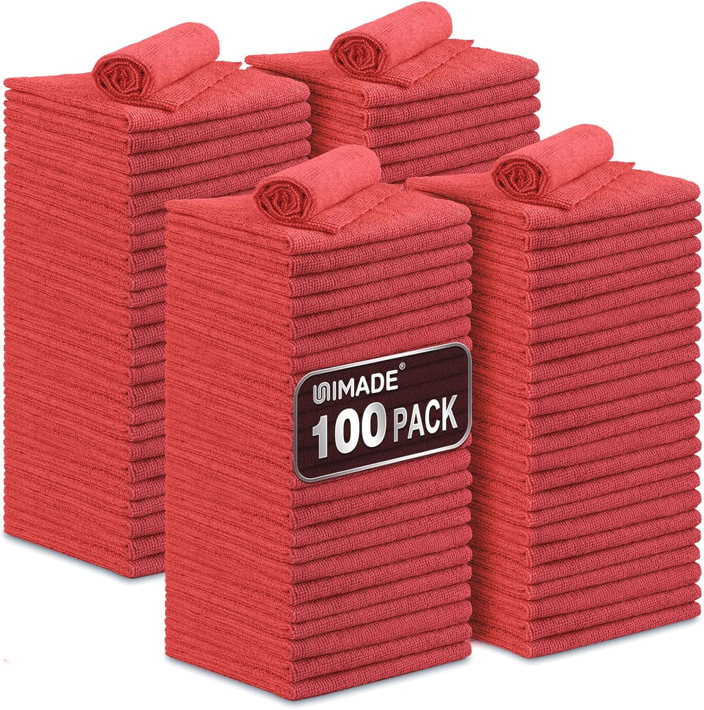 UNIMADE Shop Towels, 100 Pack Commercial Grade Work Rags Microfiber Towel