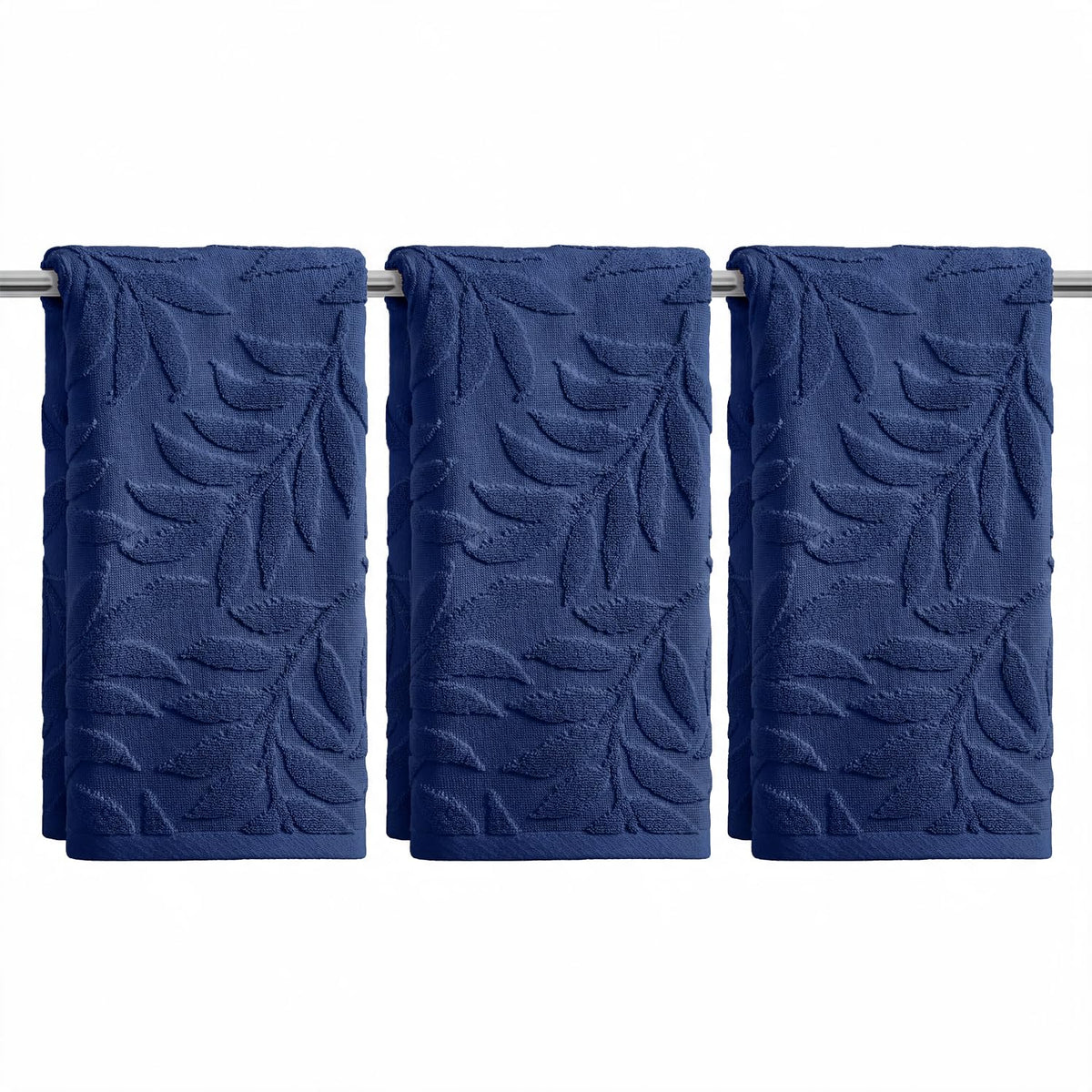 Artoid Mode 2 Pcs Beige 3D Leaves Jacquard Hand Towels for Bathroom, 100% Cotton Soft Absorbent Bathroom Decor Towels, 13.7 x 29.5 Inch