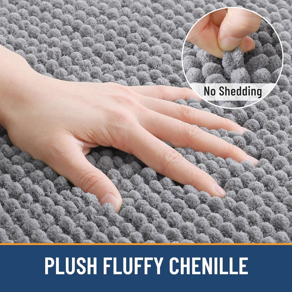 Arotive Chenille Bathroom Rugs 30x20, Soft Absorbent Bath Mat, Grey