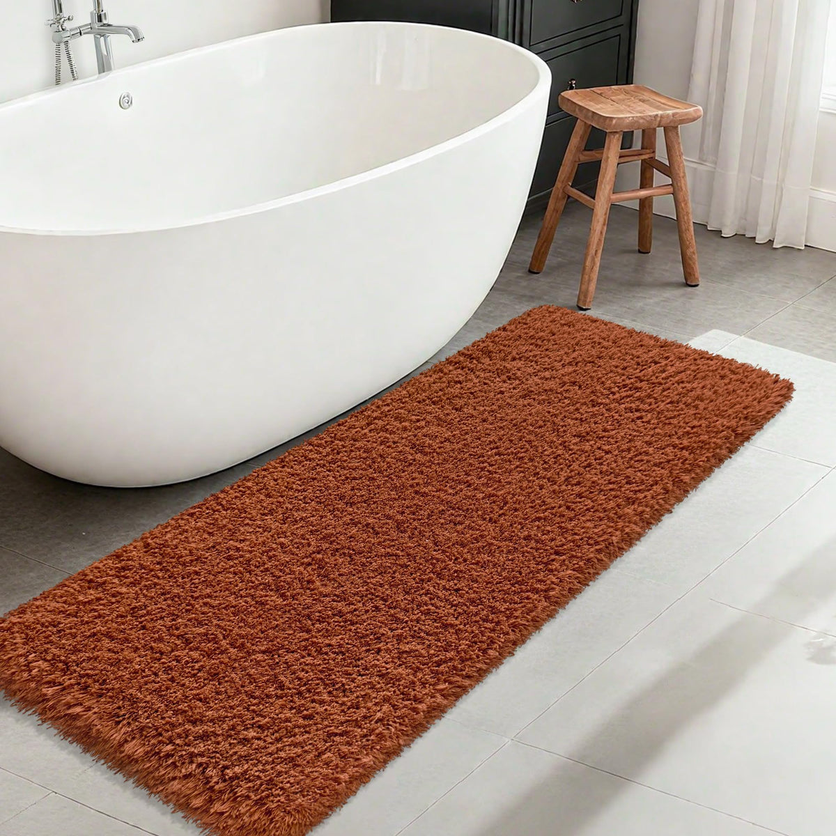 White Bathroom Rugs Non Slip 24"x16",Absorbent Bath Mat Quick Dry
