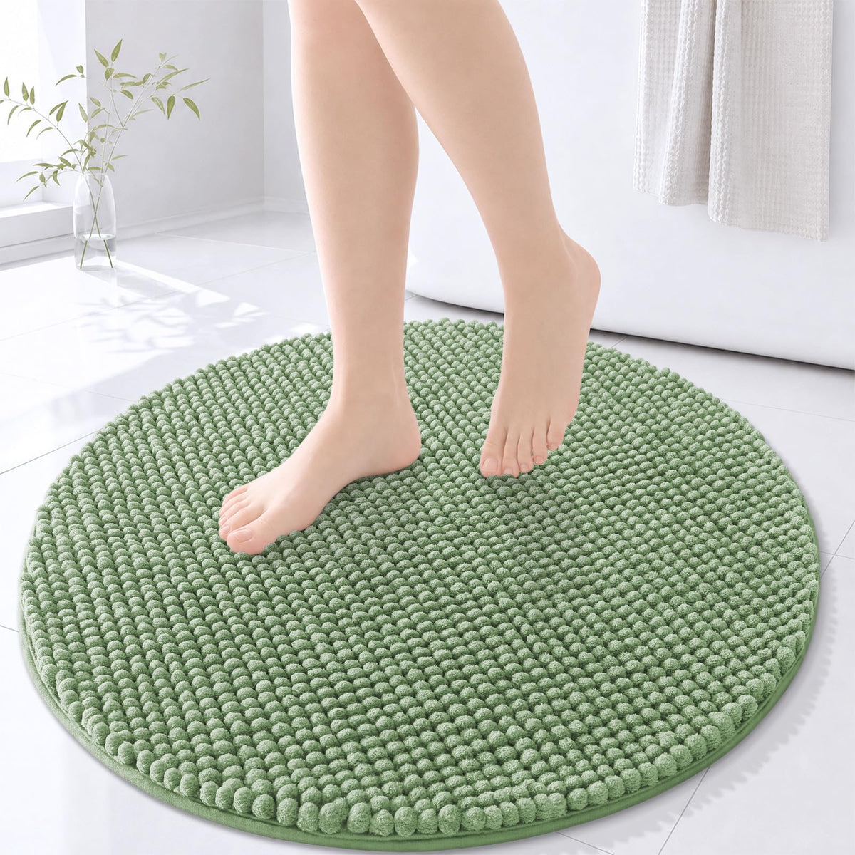 Arotive Chenille Bathroom Rugs 30x20, Soft Absorbent Bath Mat, Grey