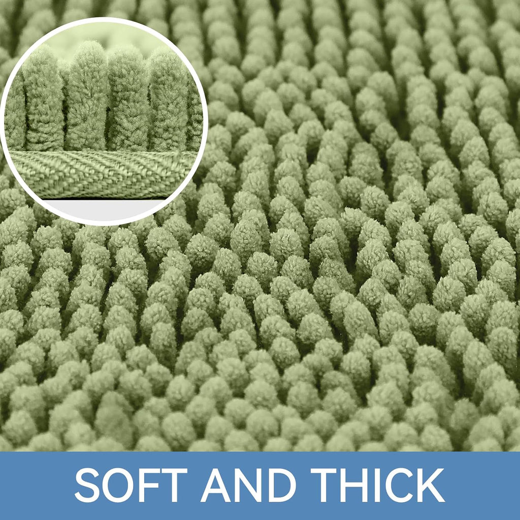 Bcoimo Small Bath Rug Mat,Sage Chenille High Absorbent Bathroom Floor Mats