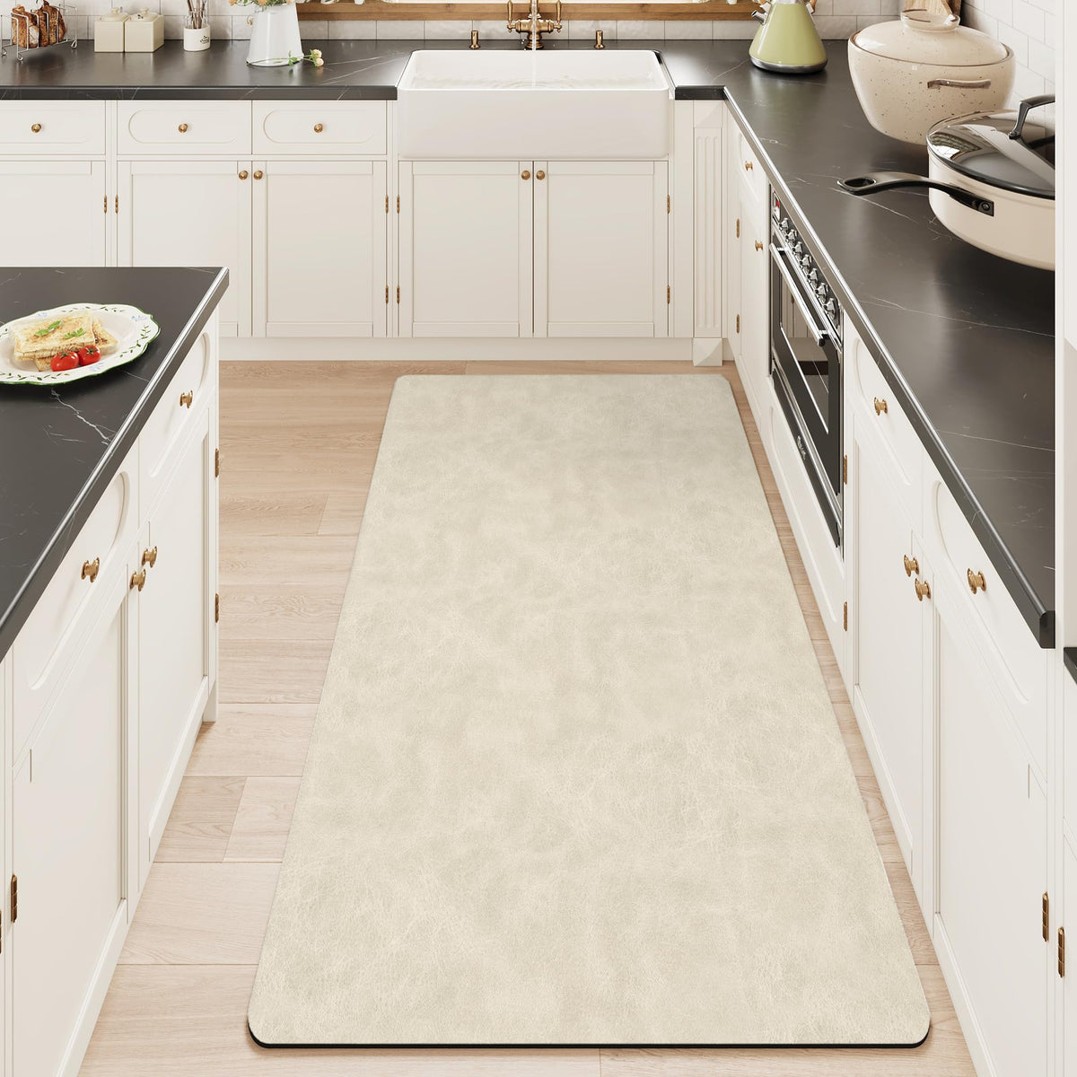 Mecko Bath Mat 16"x24",Ultra Thin Bathroom Rug fit Under Door Light Grey