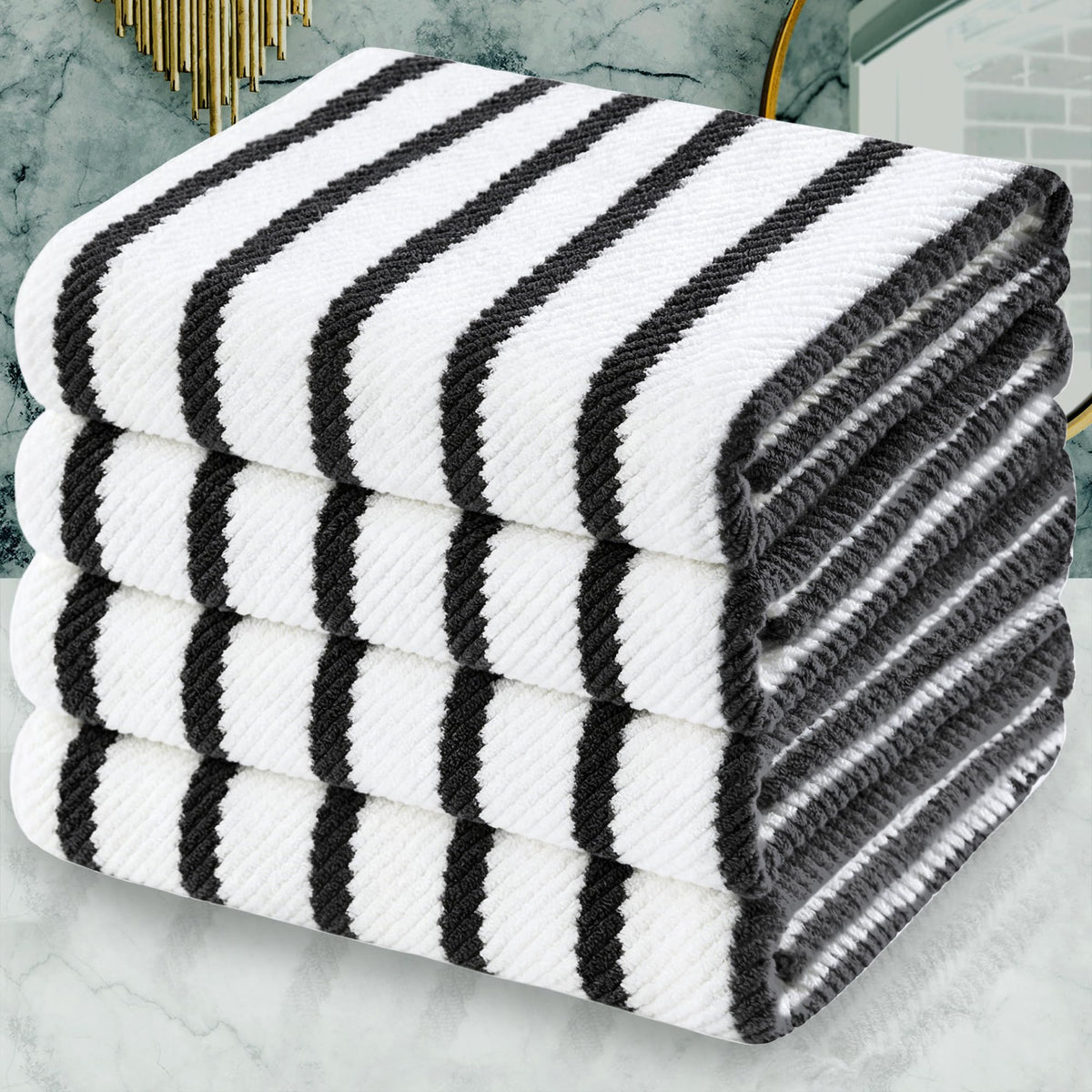 VOOVA & MOVAS 6PC Towel Set, 100% Cotton, Dark Grey
