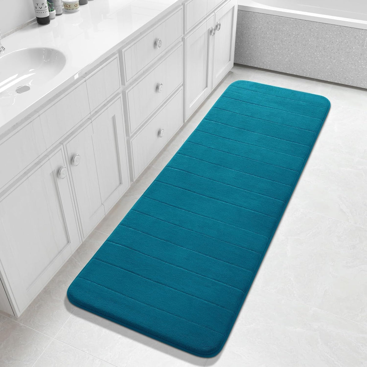Yimobra Memory Foam Bath Mat, Super Soft Absorbent Bathroom Rug Non Slip, Quick Dry, Machine Washable Floor Carpet for Tub Shower, Home Decor Accessories, 24x17, Grey