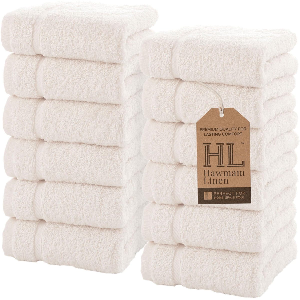 Hawmam Linen White Bath Towels 4 Pack 27 x 54 Inches 100% Turkish Cotton Soft Lightweight and Highly Absorbent Quick Drying Towels, Premium Quality Perfect for Daily Use