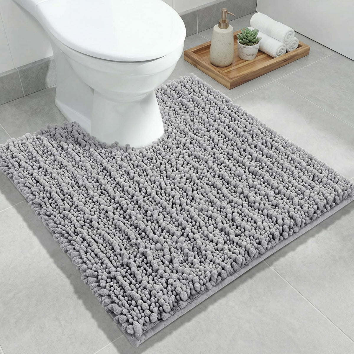 ILANGO Bathroom Rugs Dark Grey 32x20,Extra Soft Absorbent Chenille Bath Rugs,Thick Non-Slip Shaggy Bath Mat,Machine Washable Quick Dry Bath Mats for Bathroom Floor, Tub, Shower Accessories