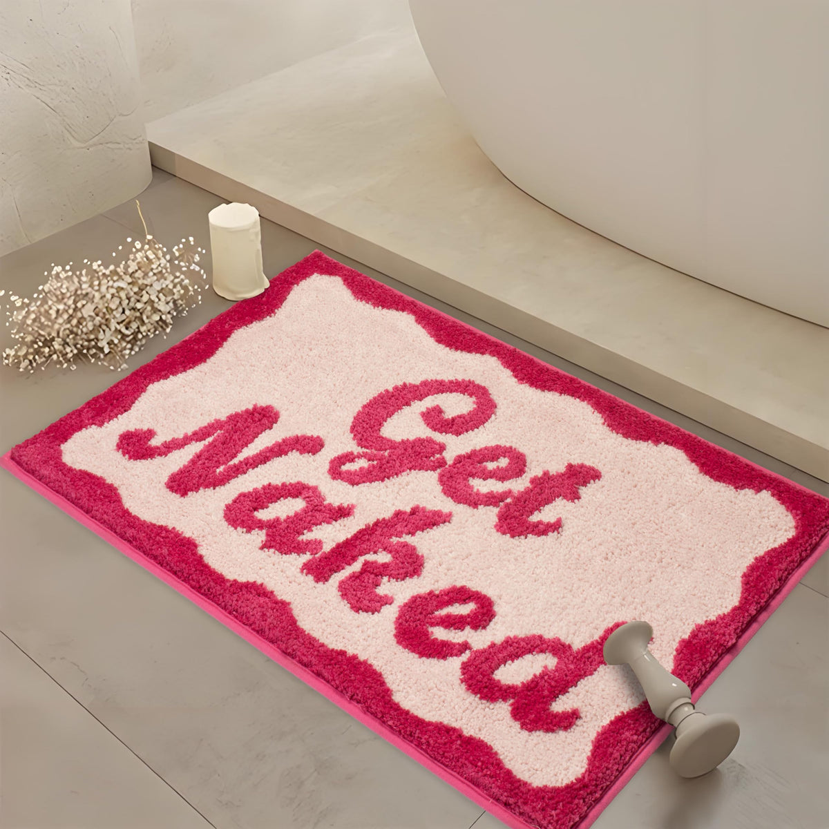 KOEXM Get Naked Bath Mat Black Cute Bathroom Rugs 16" x 24" Non Slip
