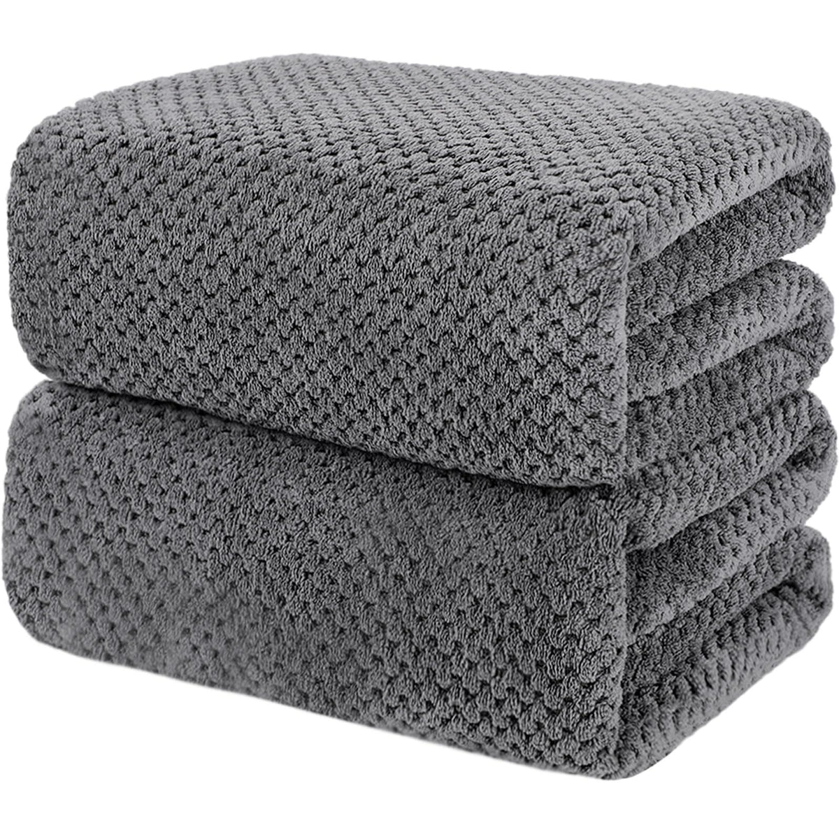 2 Pack Bath Towel Set, Waffle Bath Towel Set, Super Soft Highly Absorbent, Sturdy Quick Drying Towels for Bathroom, Gym, SPA, Yoga (2 Piece 27" x 55", 1Grey+1Purple)