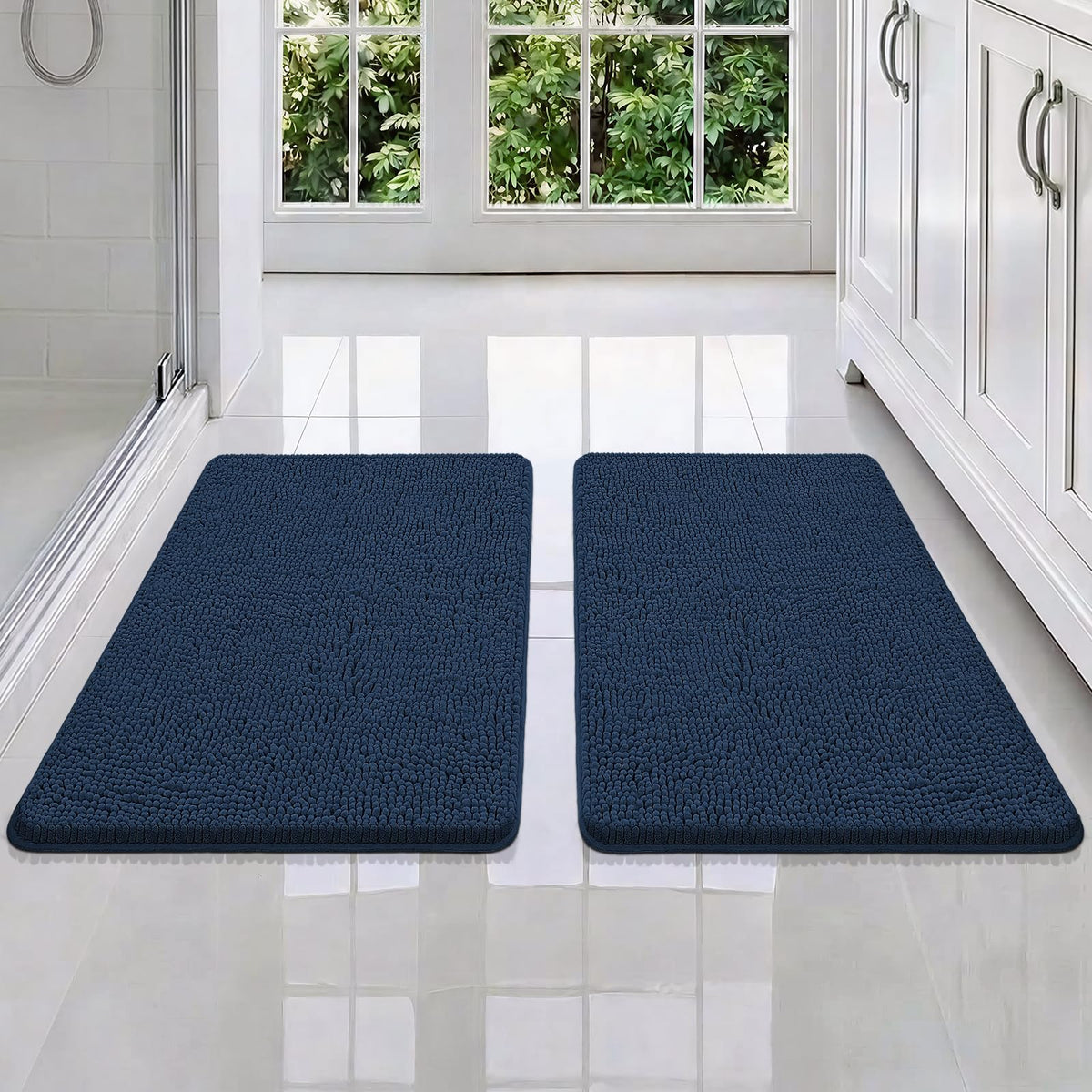 Bcoimo Small Bath Rug Mat,Sage Chenille High Absorbent Bathroom Floor Mats