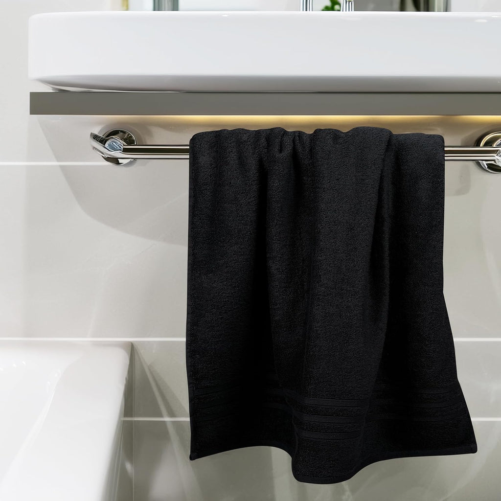 Tens Towels 4 Piece Bath Towels 27x54 Inches, Black