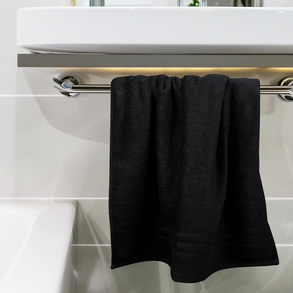 Tens Towels 4 Piece Bath Towels 27x54 Inches, Black