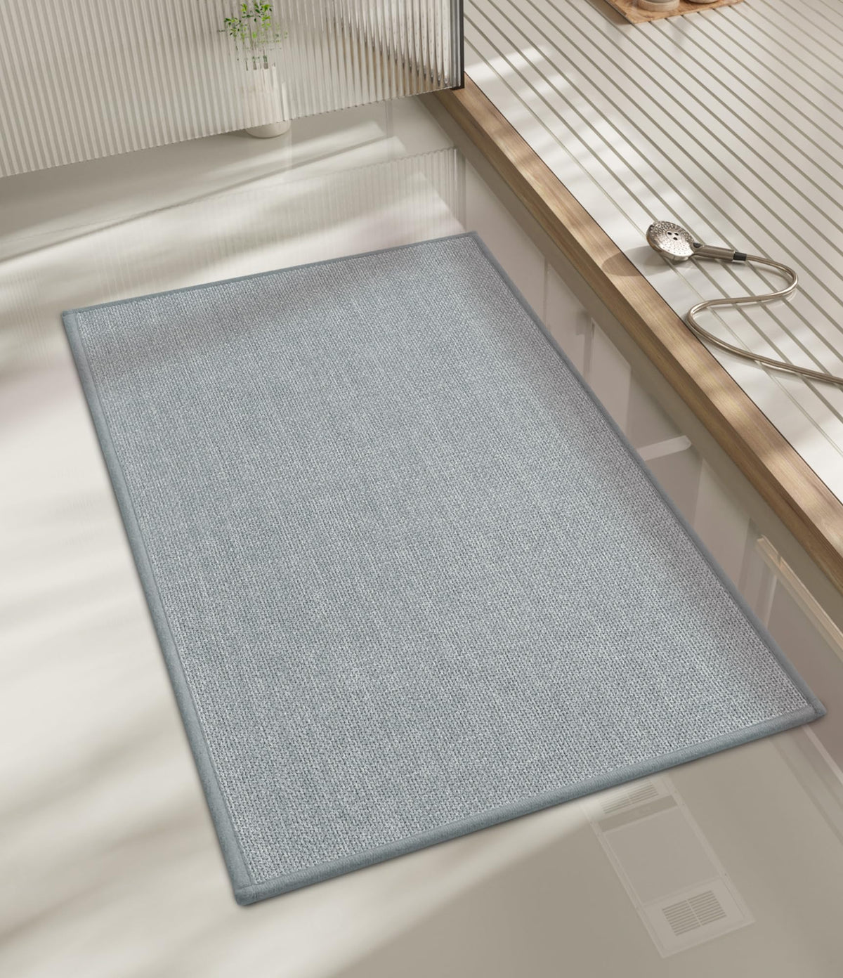 chakme Bathroom Rugs Mat 24x17, Ultra Thin Non Slip Bath Mat Small Quick Dry Absorbent Bath Mat for Bathroom Floor, (Dark Beige, 24"x17")