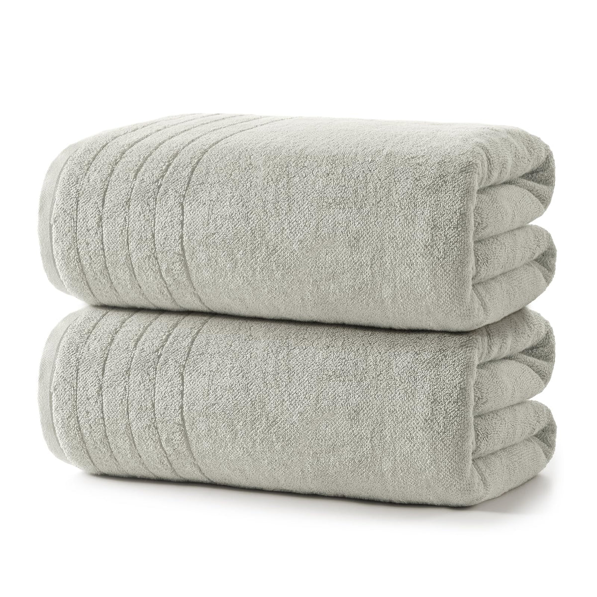 REDKISS 2 Pack Extra Large 35x70 Inch Cotton Bath Towels, Light Gray