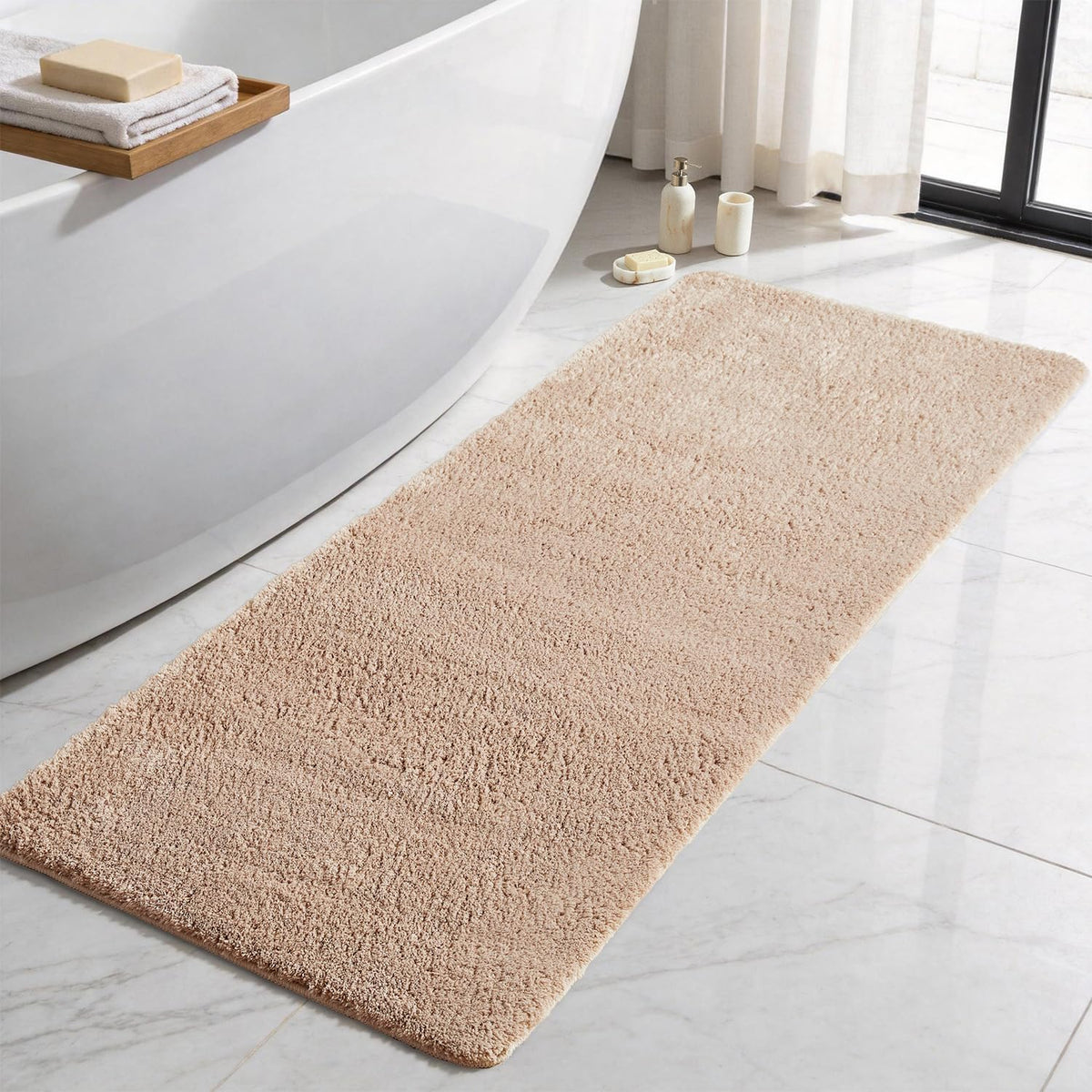 TYUU Navy Blue Bathroom Rugs, Ultra Soft Bath Rugs Non Slip Washable, Super Absorbent Quick Dry Small Bath Mat with Rubber Backing for Bathroom Floor, Shower, or Sink, Navy Blue 16" x 24"