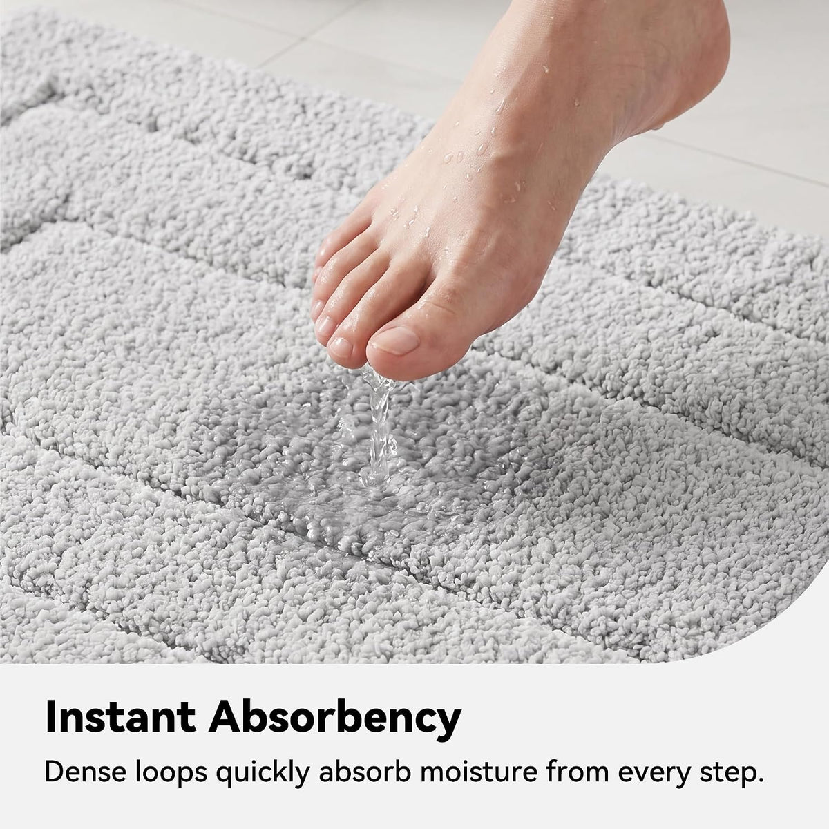 GRANNY SAYS Gray Bathroom Rug 20" x 30", Non-Slip Microfiber Bath Mat
