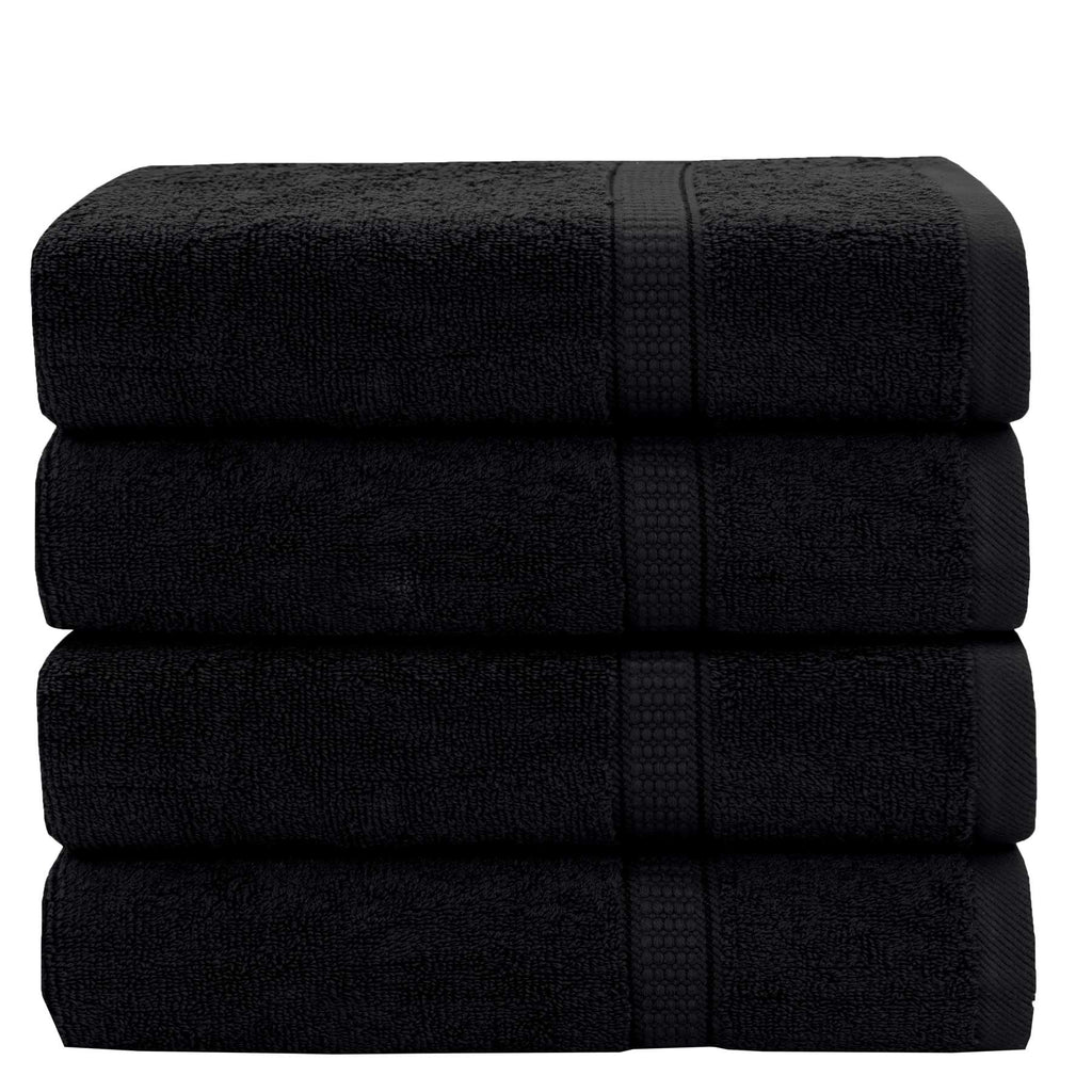 GOLD TEXTILES Premium Black Bath Mat - 2 Pack 22x34 Inches - Not a Bathroom Rug - 100% Ring Spun Cotton - Highly Absorbent & Non Slip Shower Bathroom Floor Mat Towel - Machine Washable