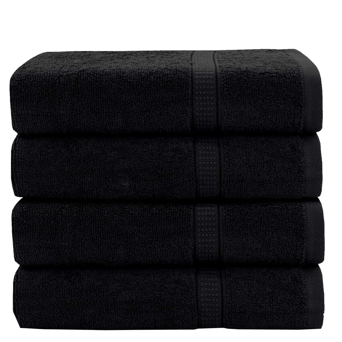 GOLD TEXTILES Premium Black Bath Mat - 2 Pack 22x34 Inches - Not a Bathroom Rug - 100% Ring Spun Cotton - Highly Absorbent & Non Slip Shower Bathroom Floor Mat Towel - Machine Washable