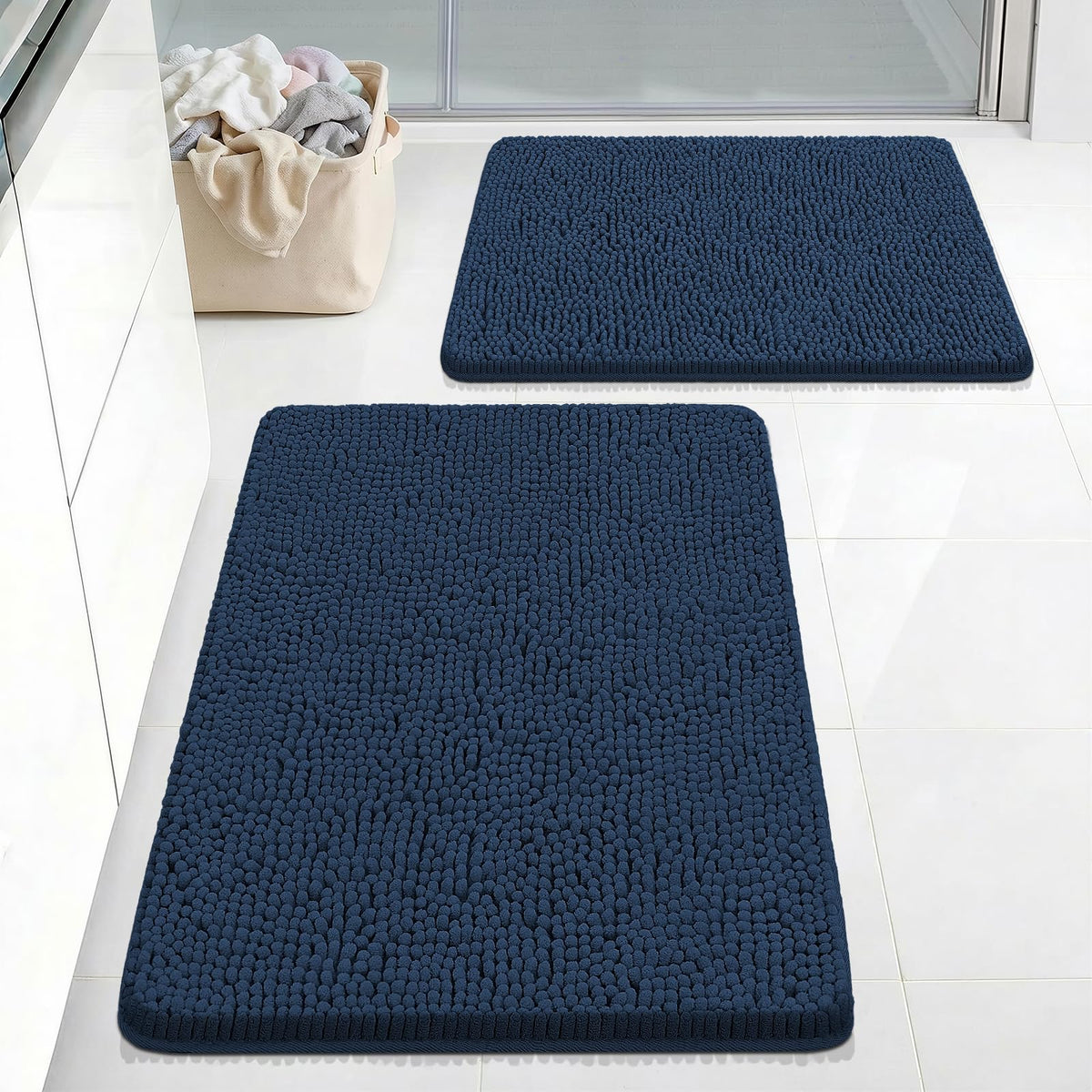 Bcoimo Small Bath Rug Mat,Sage Chenille High Absorbent Bathroom Floor Mats