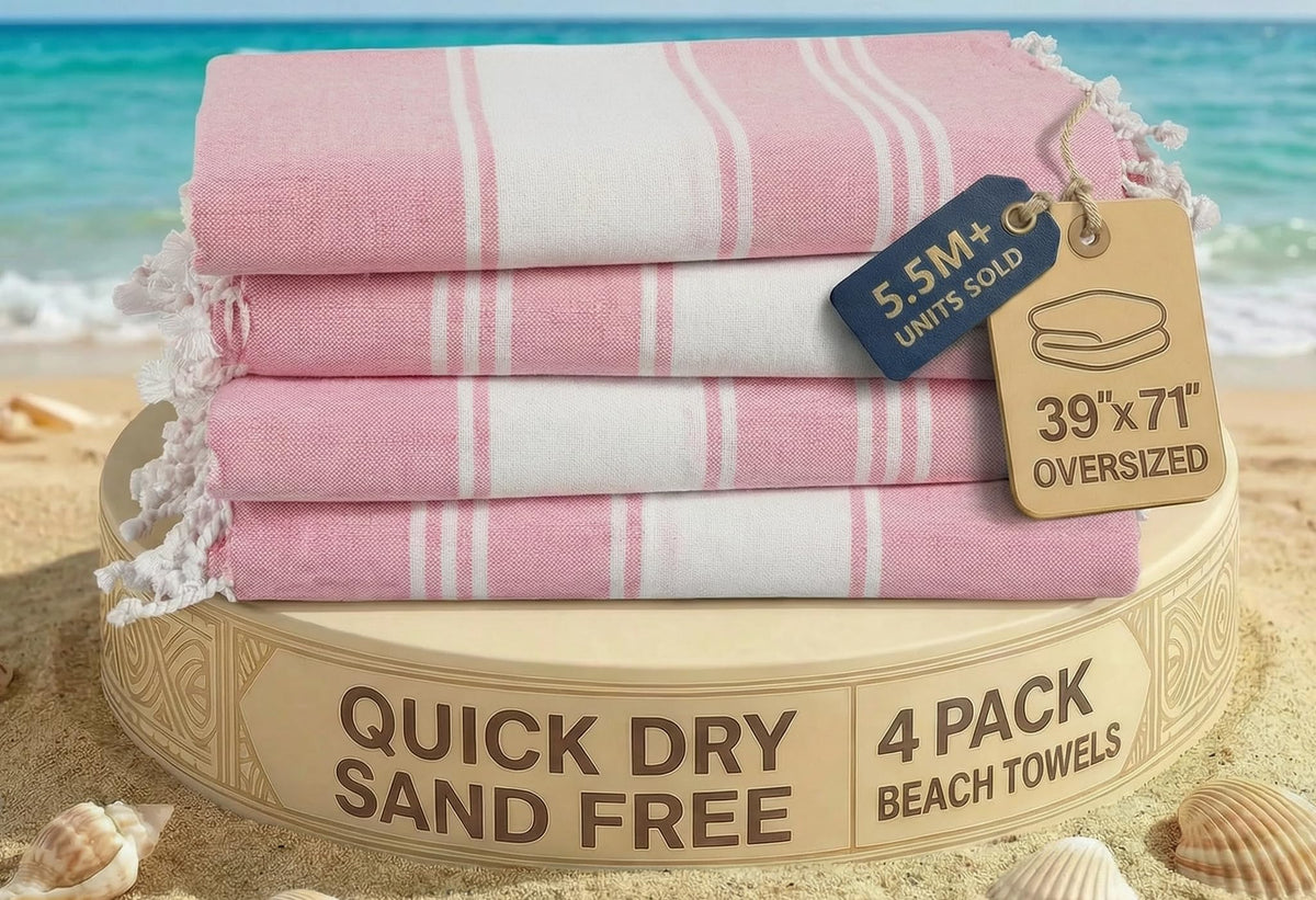 LANE LINEN Turkish Towels 6 Pcs, Beach Towels Oversized, Soft - Beach Party