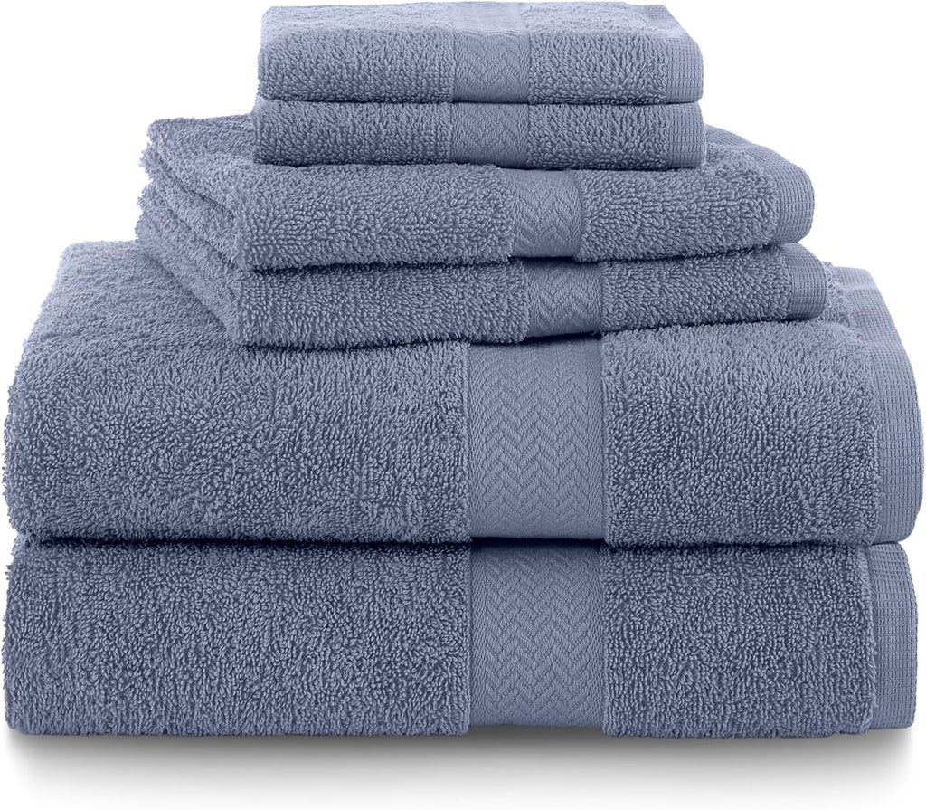 Martex 6-Piece 100% Ringspun Cotton Towel Set, Heather Blue