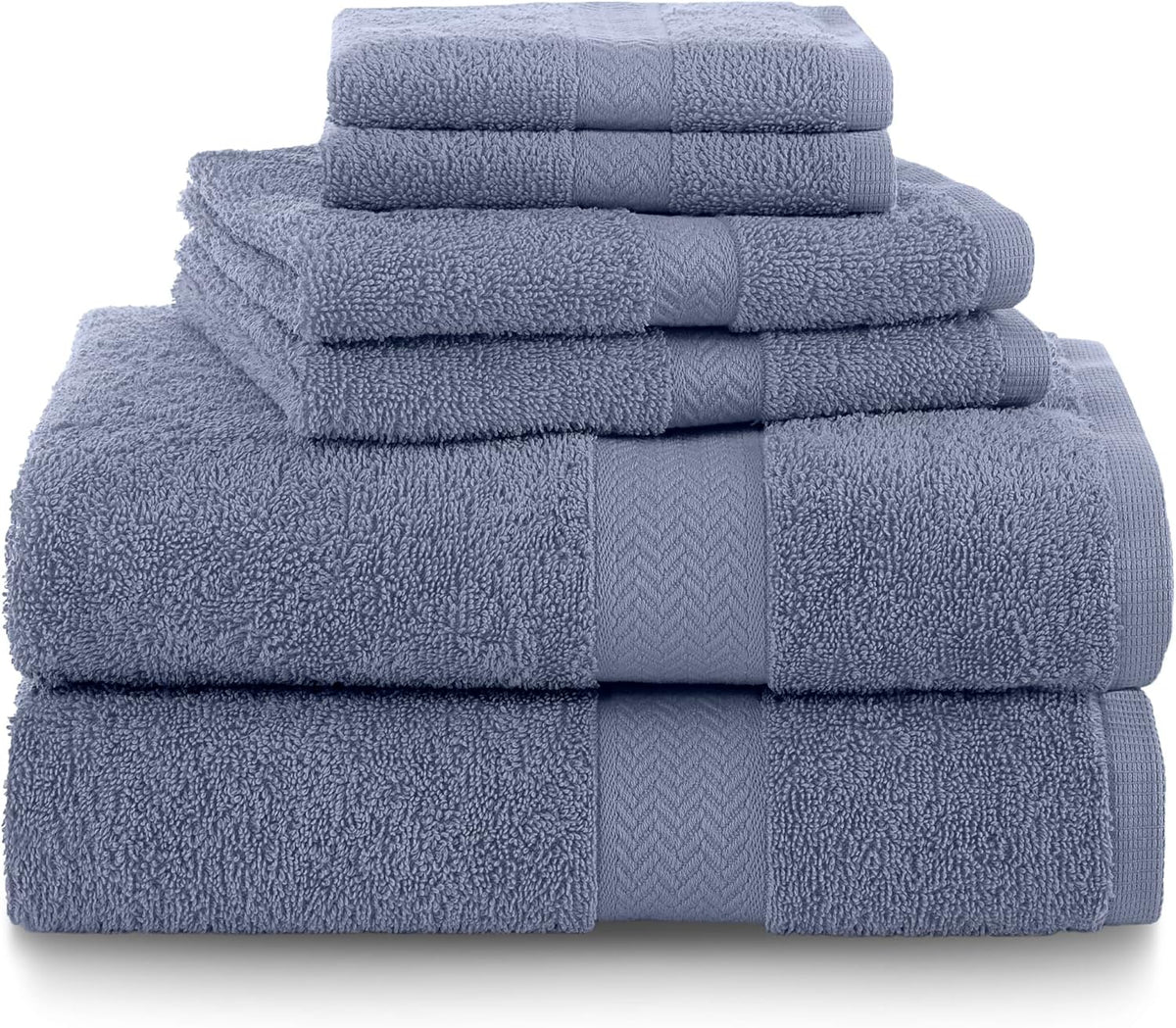 Martex 6-Piece 100% Ringspun Cotton Towel Set, Heather Blue