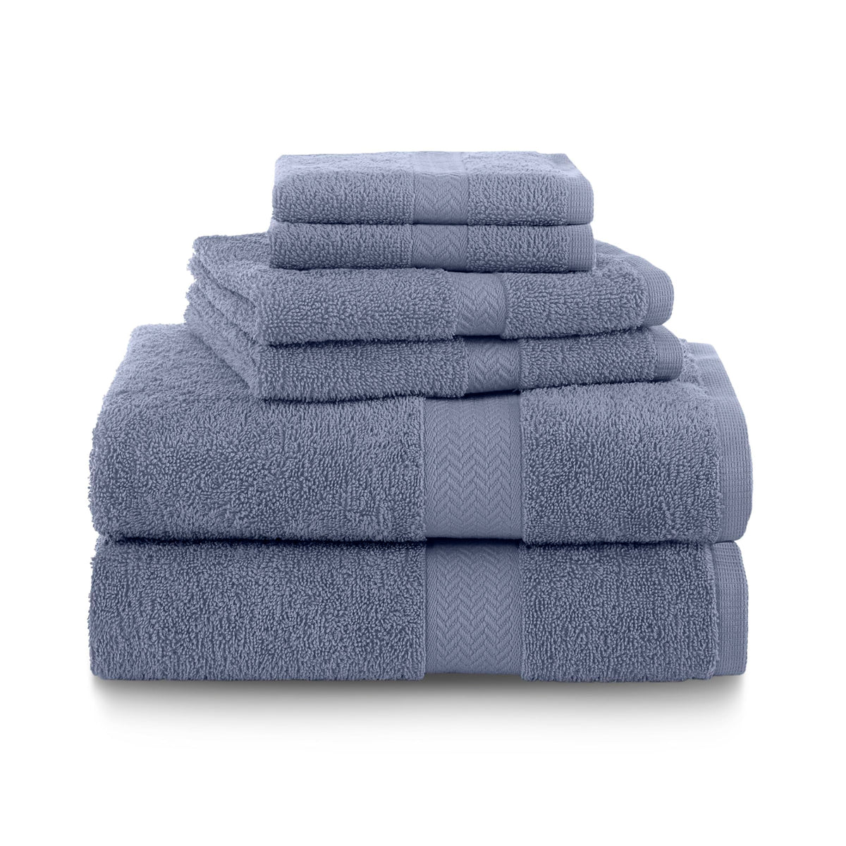 Martex 6-Piece 100% Ringspun Cotton Towel Set, Heather Blue