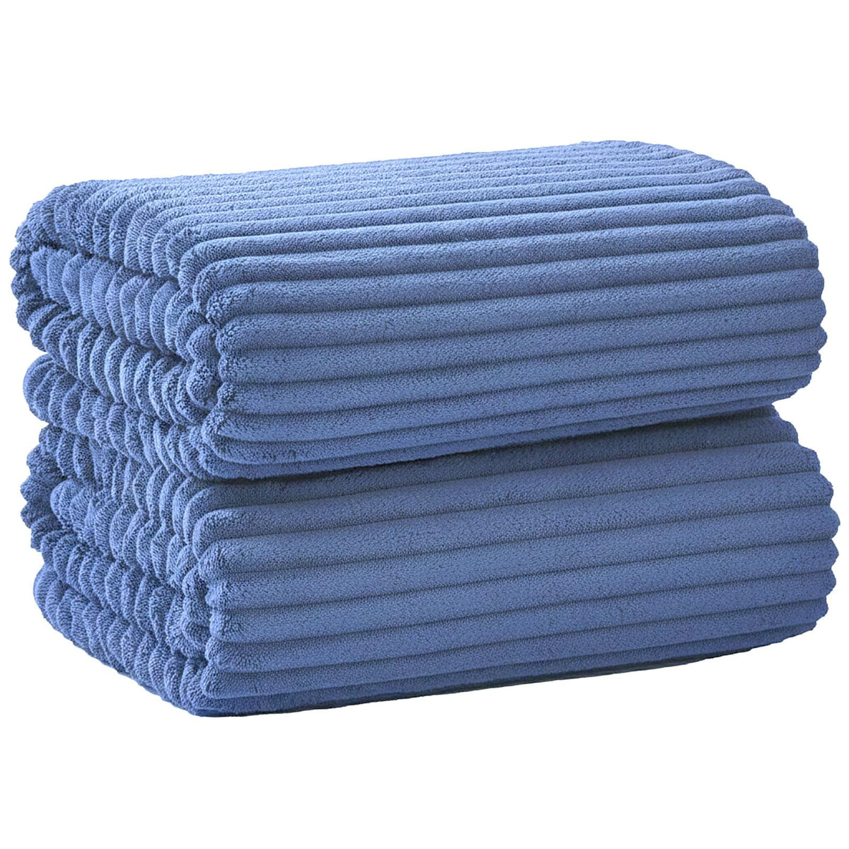 6 PC Bath Towel Set, 40"x80" Oversized Bath Sheets, Navy Blue