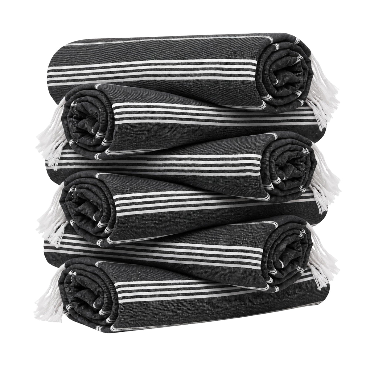HAVLULAND Turkish Beach Towels, Set of 6, Oversized 72" x 40", 100% Cotton
