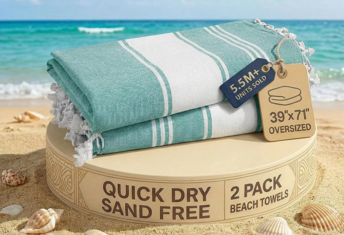LANE LINEN Turkish Towels 6 Pcs, Beach Towels Oversized, Soft - Beach Party
